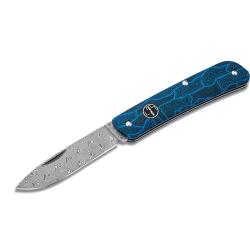 B&ouml;ker Plus Couteau de poche Tech Tool Blue Damast - 01BO559DAM