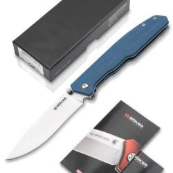 Couteau de poche B&ouml;ker Magnum Deep Blue Canvas 01SC714 - lame 440A satin, micarta bleu