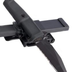 Extrema Ratio Fulcrum C FH Noir - Couteau Tactique Tanto N690 Partiellement Dentel&eacute; avec &Eacute;tui MOLLE