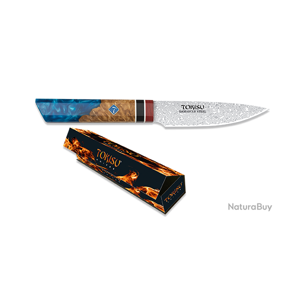 Tokisu 17456 Couteau office Damas 11 cm - lame acier damas, manche Staypak