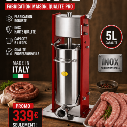 Tre Spade Poussoir &agrave; Saucisse Manuel Vertical Inox 5L Double Vitesse - Bourreuse Professionnelle Ali