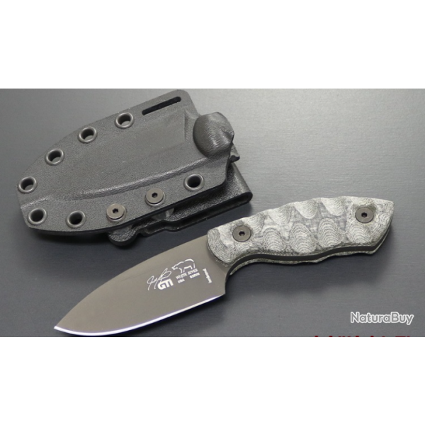 White River GTI 3 - Couteau fixe tactique & EDC - Micarta Noir/Olive & Lame PVD