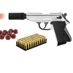 Pack D&eacute;fense pistolet alarme Chiappa Lady chrom&eacute;