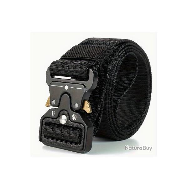 Ceinture tactique noire, boucle dor