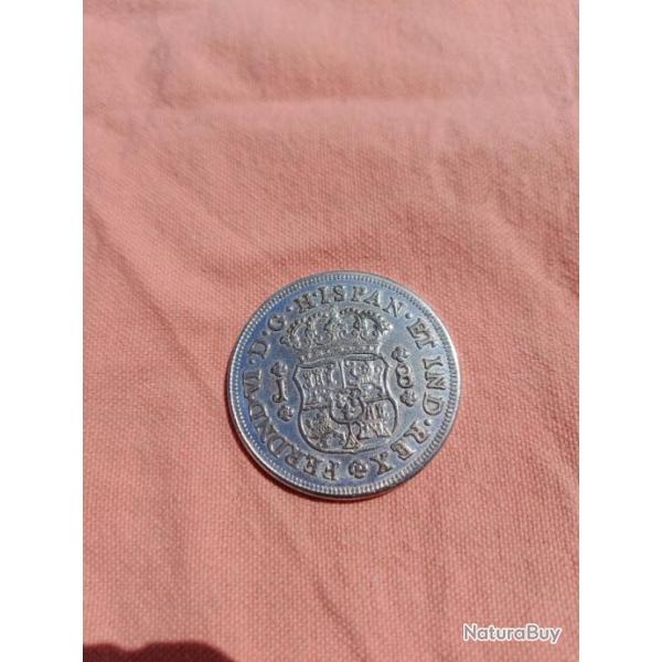 PIECE  ARGENT :  FERDINAND VI . 1755 . 8 REALES . MONNAIE COLONIALE  LM  LIMA  .