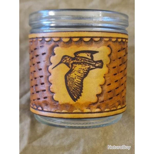 Id�e cadeau artisanal - Mug "b�casse" en verre et cuir