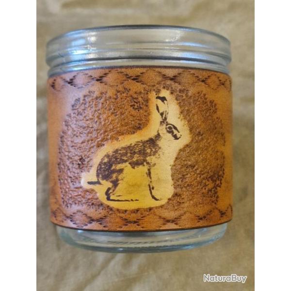 Id�e cadeau artisanal - Mug "li�vre" en verre et cuir