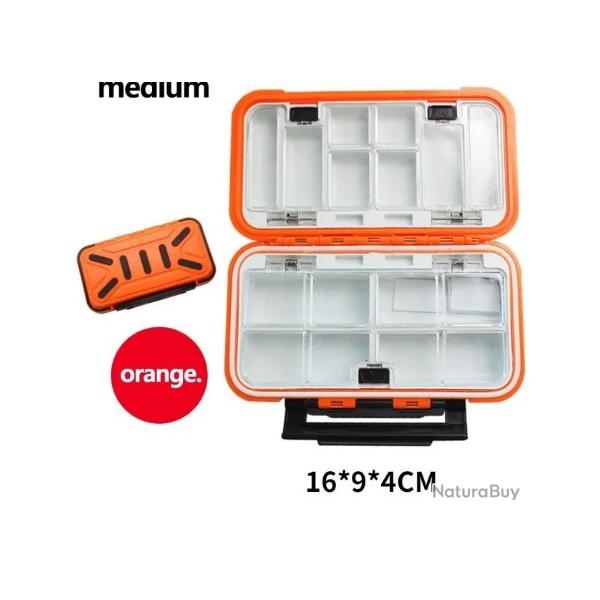 Bo�te Rangement App�ts P�che 16/9/4 cm Orange Double S�paration Anti-Corrosion Antichocs Pratique