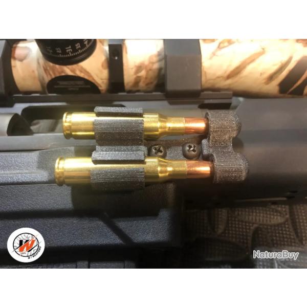 PORTE CARTOUCHE - Porte deux cartouches calibre 308 win avec M-Lock compris 1 unit� - Print3D