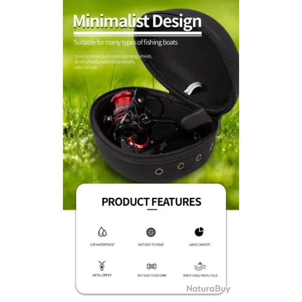 Etui Protection Moulinet P�che Portable Noir Etanche 15,5 CM Solide Pratique Polyvalent Haute Qualit