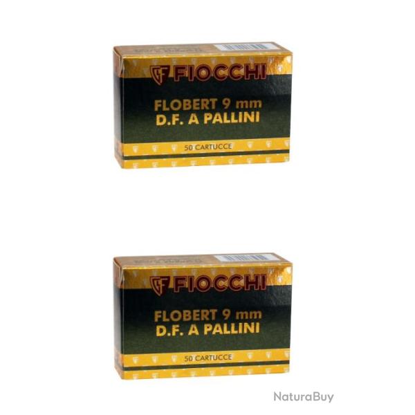 Lot de 2 botes de 50 cartouches fiocchi 9 mm Flobert - Plombs de 6