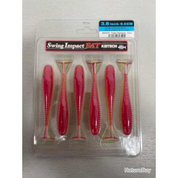 !! LEURRE KEITECH SWING IMPACT FAT 3.8'� COL PURPLE CHARTREUSE