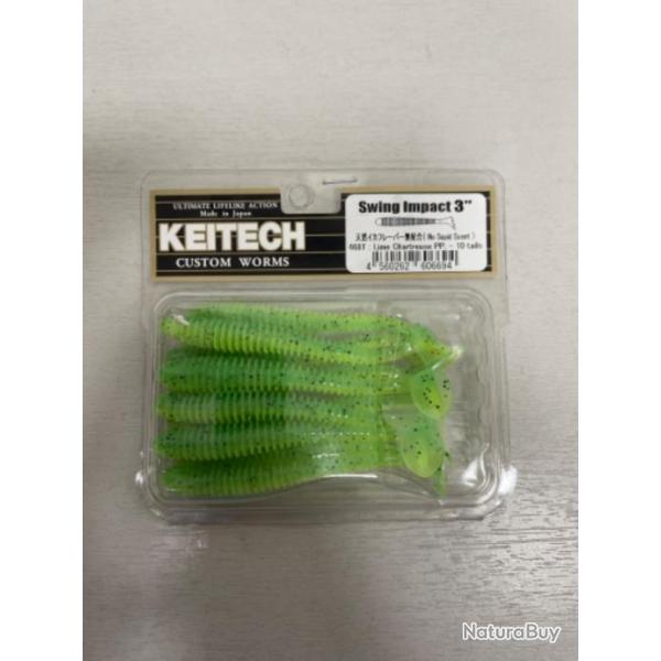 !! LEURRE KEITECH SWING IMPACT SLIM 3'� COL LIME CHARTREUSE PP