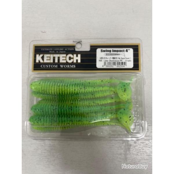!! LEURRE KEITECH SWING IMPACT SLIM 4'� COL LIME CHARTREUSE PP