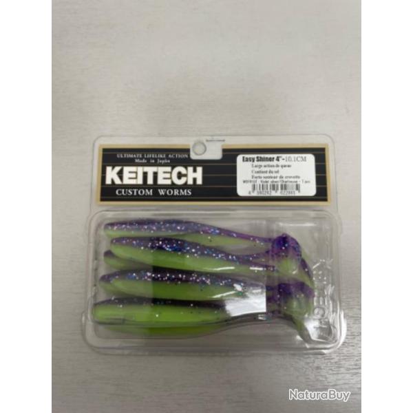 !! LEURRE KEITECH EASY SHINER 4'� COL VIOLET SILVER CHARTREUSE