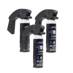 Pack de 3 BOMBE GAZ DEFENSE CS POIGNEE STANDARD 100ML