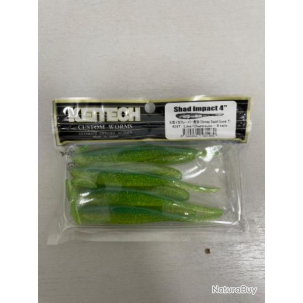 !! LEURRE KEITECH SHAD IMPACT 4'� COL LIME CHARTREUSE