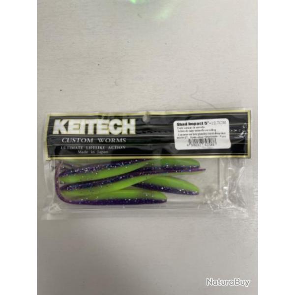 !! LEURRE KEITECH SHAD IMPACT 5'� COL VIOLET SILVER CHARTREUSE