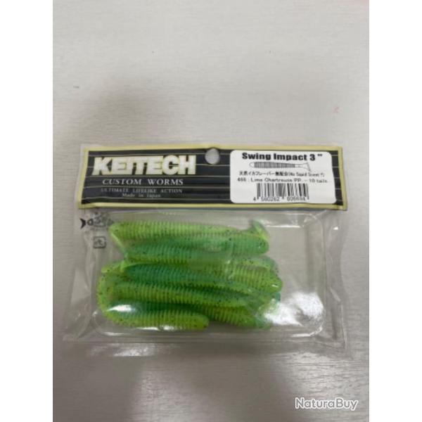 !! LEURRE KEITECH SWING IMPACT SLIM 3'� COL LIME CHARTREUSE