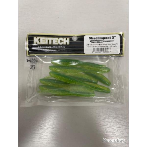 !! LEURRE KEITECH SHAD IMPACT 3'� COL LIME CHARTREUSE