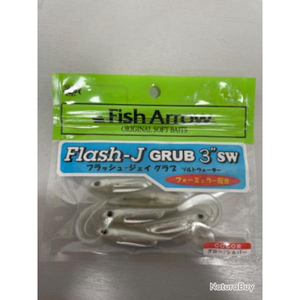 !! LEURRE FISH ARROW FLASH-J GRUB 3'� COL GLOW SILVER