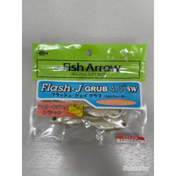 !! LEURRE FISH ARROW FLASH-J GRUB 4.5'� COL GLOW SILVER
