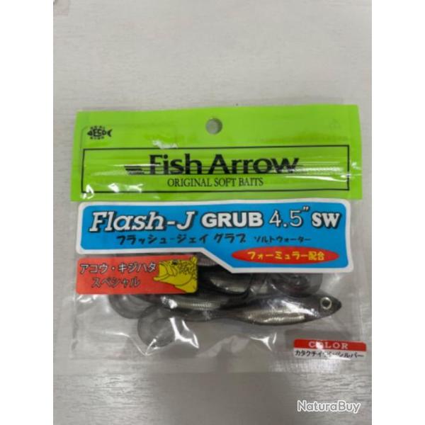 !! LEURRE FISH ARROW FLASH-J GRUB 4.5'� COL KATAKUCHI IWASHI SILVER