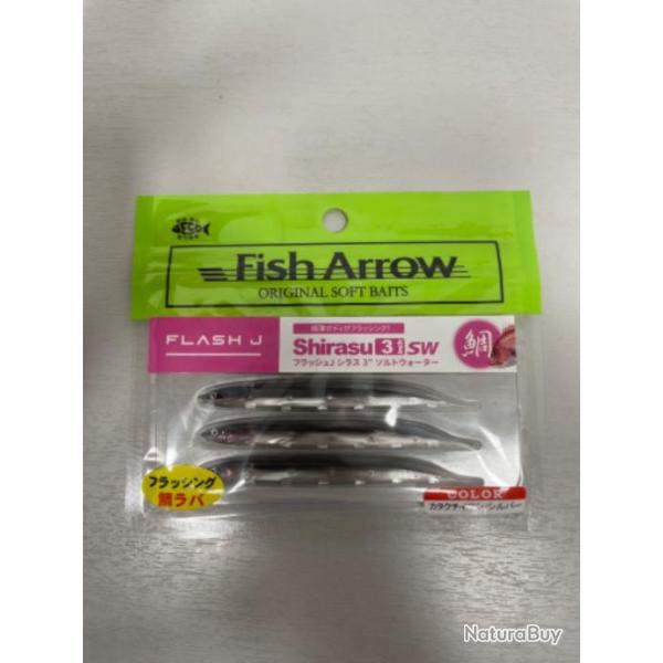 !! LEURRE FISH ARROW FLASH J SHIRASU 3'� COL KATAKUCHI IWASHI SILVER