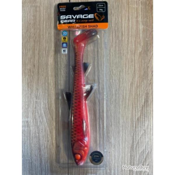 Leurre souple Savage gear whitefish Shad black red