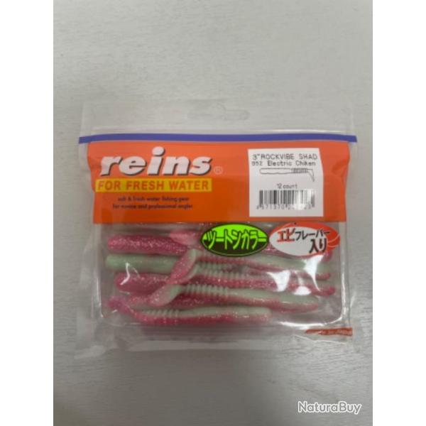 !! LEURRE REINS ROCKVIBE SHAD 3'� COL ELECTRIC CHIKEN