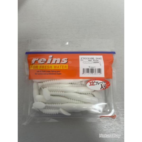!! LEURRE REINS ROCKVIBE SHAD 3'� COL MAT WHITE