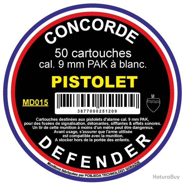 Bo�te de 50 cartouches cal. 9 mm PAK � blanc Munitions 9 mm PAK � blanc