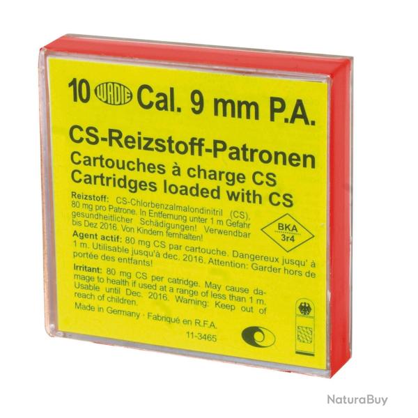 Bo�te de 10 cartouches 9 mm PA � gaz CS