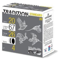 Cartouches Fob Tradition Standard 26 Bourre grasse Cal. 20 67 Standard 26 Cal. 20 67. culot de 8. 26