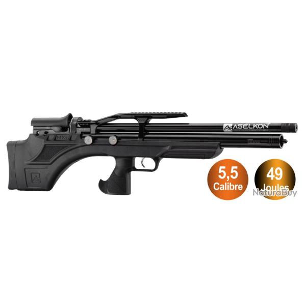Carabine � air PCP Aselkon MX7 R�gulateur Jet Black Cal. 5.5 19J