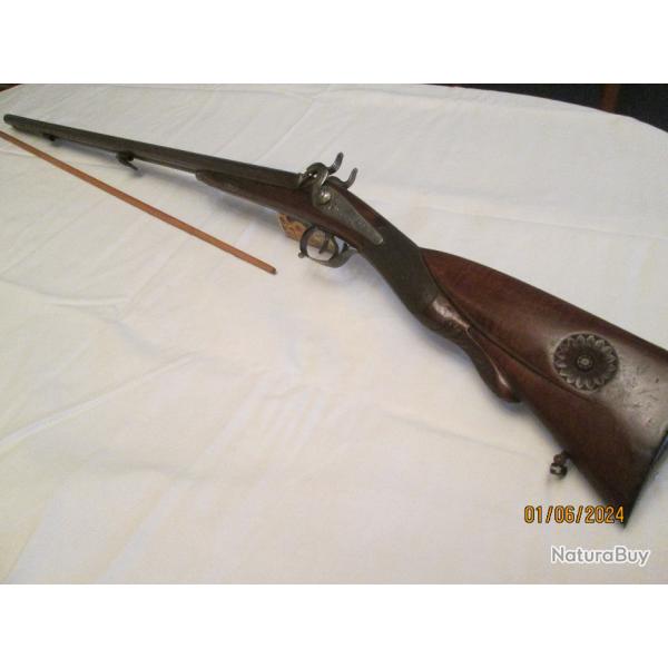 FUSIL DE CHASSE � PISTON avec CANONS DAMAS et PLATINES � 2 CRANS et POUDRE NOIRE