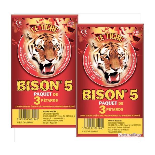 Lot de 2 PAQUET DE 3 PETARD LE TIGRE BISON N�5