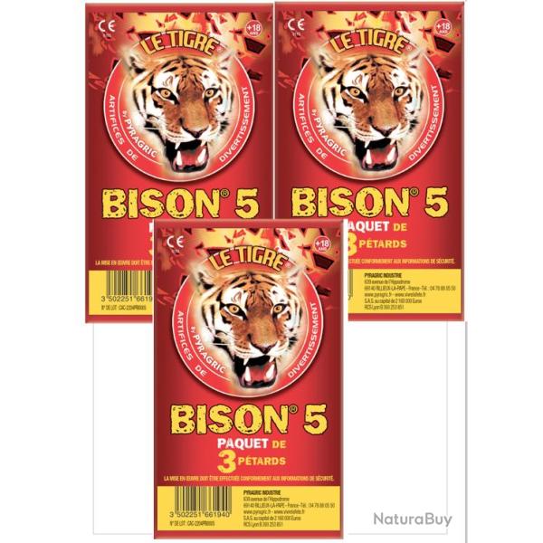 Lot de 3 PAQUET DE 3 PETARD LE TIGRE BISON N�5