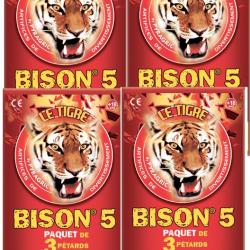 Lot de 4 PAQUET DE 3 PETARD LE TIGRE BISON N&deg;5