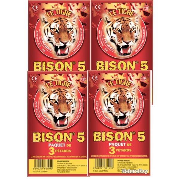 Lot de 4 PAQUET DE 3 PETARD LE TIGRE BISON N�5