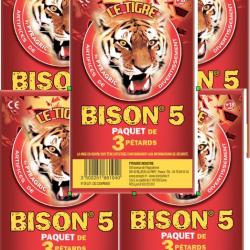 PROMO - Lot de 5X PAQUET DE 3 PETARD LE TIGRE BISON N&deg;5