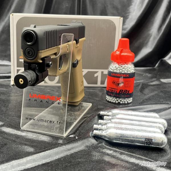 Pack laser pr�t � tirer PISTOLET "GLOCK 17 GEN5" - CO2 - CAL BB/4.5MM - BLACK COYOTE