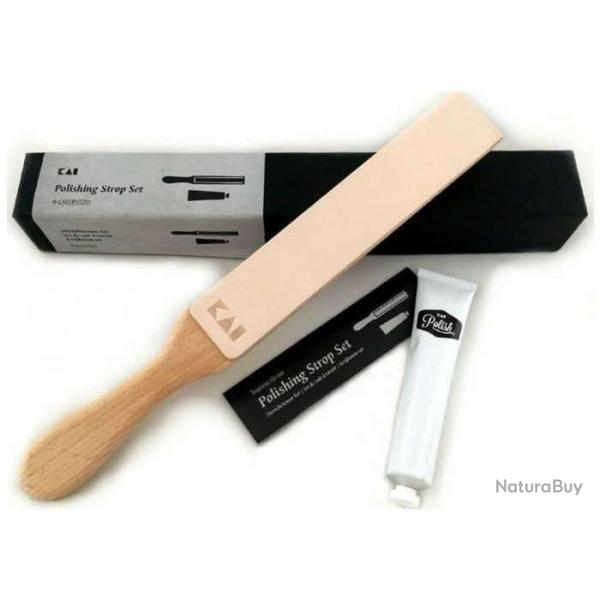Kai 410090001 Set de Cuir � rasoir avec cr�me de polissage 20,5 cm * 4 cm