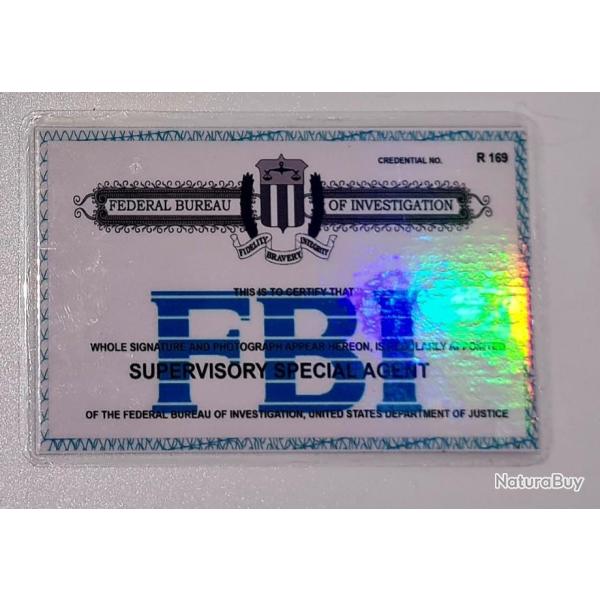FIN R�DUCTION ! NOUVEAU ! PNA PAPiLL0N N0iR Armament reproduction CARTE FBI HOLOGRAPHIQUE PLASTIFIE