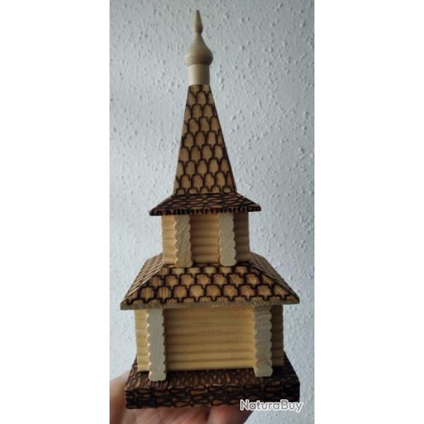 CHAPELLE EN BOIS SCULPT ARTISANAT SOVIETIQUE FABRIQU EN URSS CCCP 1988  NOS