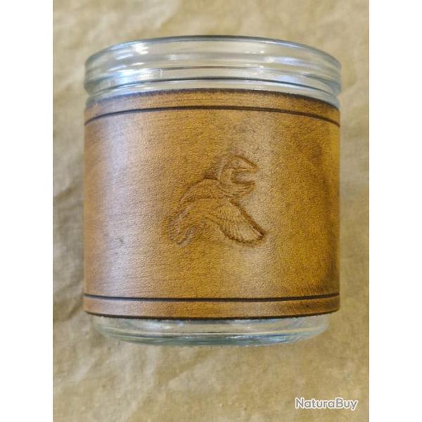 Id�e cadeau artisanal - Mug "canard en vol" en verre et cuir