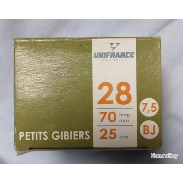 Bo�te de 25 cartouches calibre 28 plomb de 7. 5