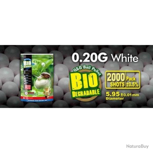Billes Bio G&G Armament Blanches x2000 - 0.25 g