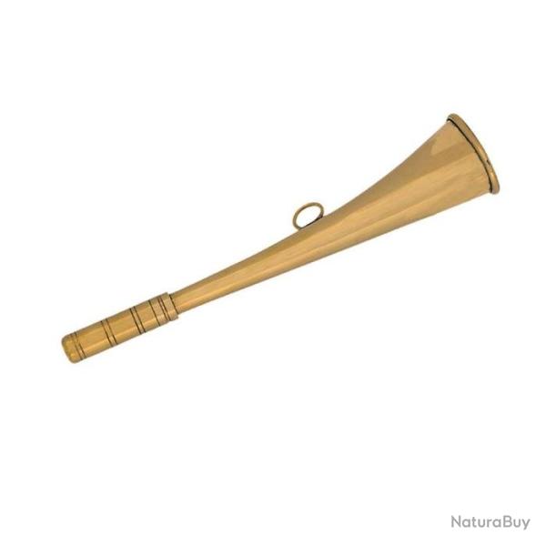 Corne de chasse plate en laiton poli Compi�gne - 22 cm