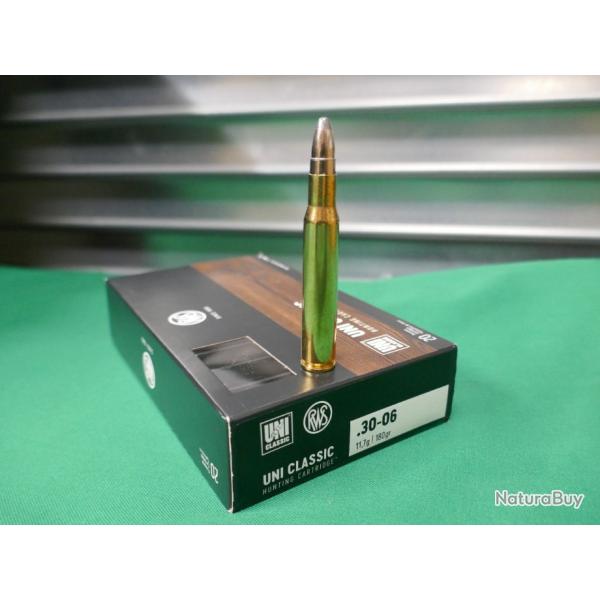 20 cartouches 30-06 UNI CLASSIC de RWS en 11.7g /180 gr